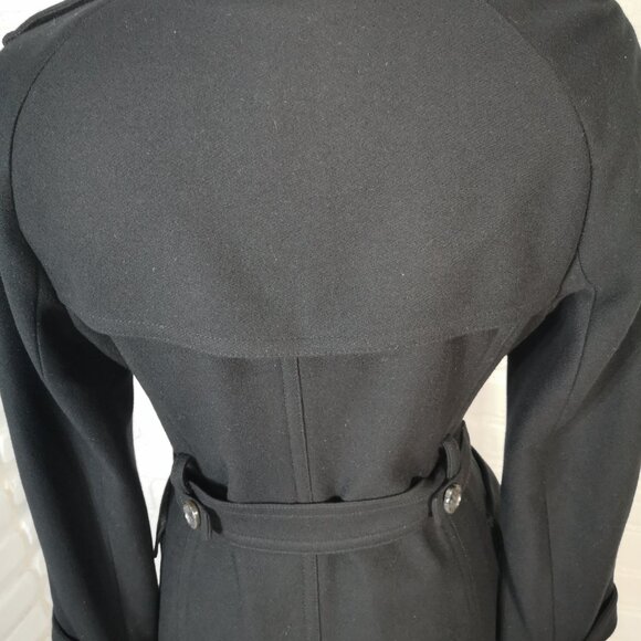 Banana Republic Ladies Size Medium Lined Black Wool Blend  Belted Pea Coat - Picture 9 of 14